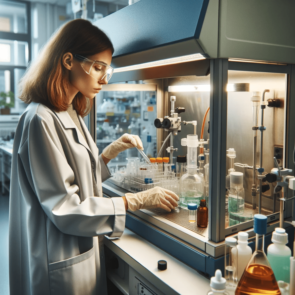 ufatimes.ru - A woman scientist working near a chemical fume hood in a laboratory